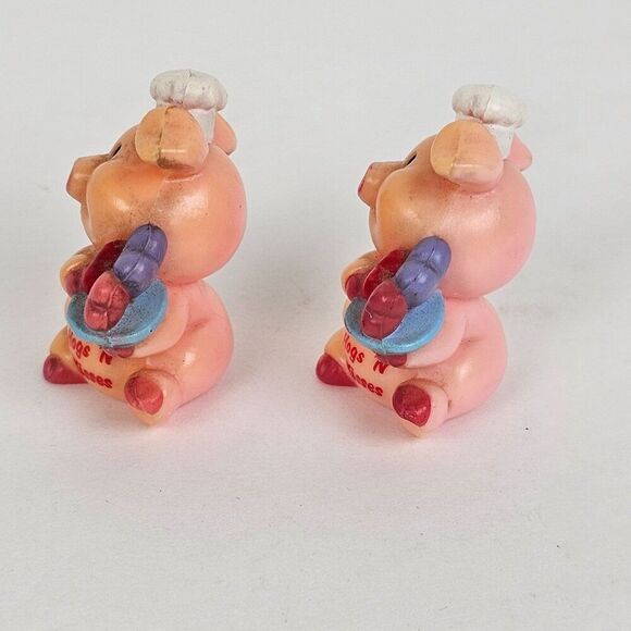 Russ Berrie Hogs 'N Kisses Pig Piggy Figurine Chef Hat Hugs Hearts Lot of 2 Vtg - Picture 6 of 12